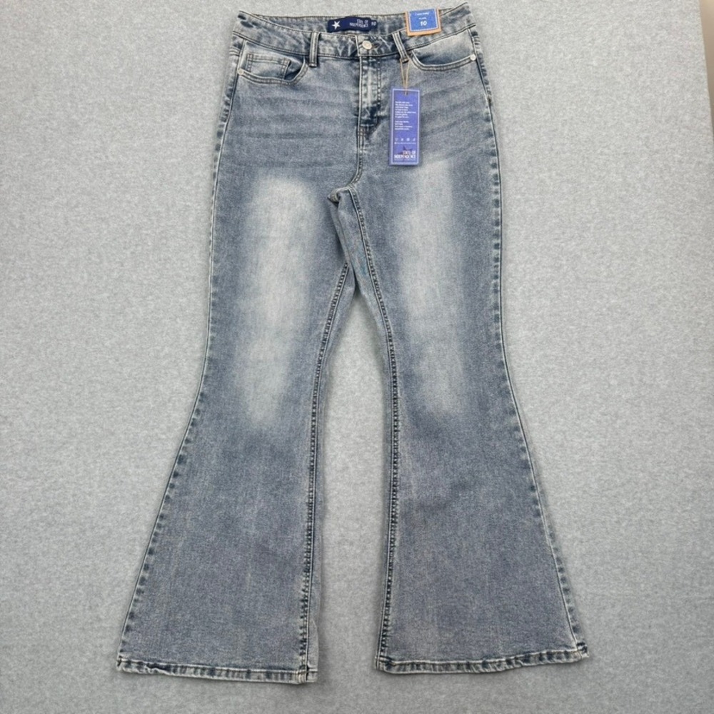 State of Independence Flare Jeans Womens 10 Retro High Rise Light Wash Denim